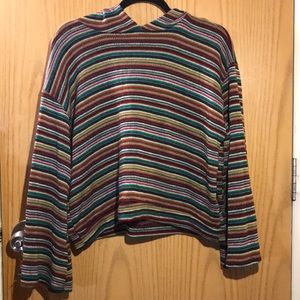 Rainbow cropped sweater with hoodie